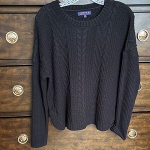 Joseph A Bank Ladies Black cable knit Sweater